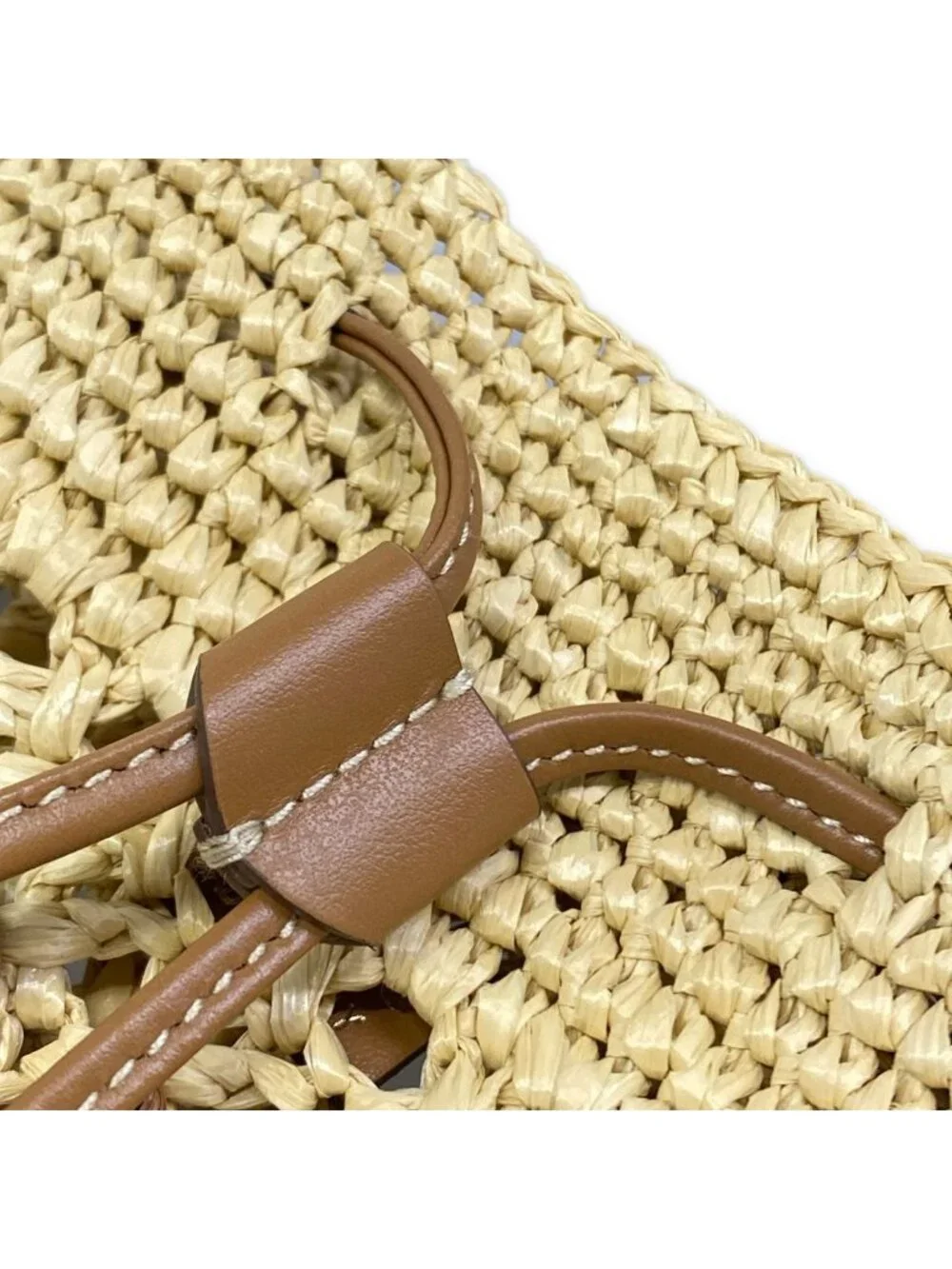 Miu Miu Woven Fabric Mini Bag Naturale Cognac Leather - Picture 11 of 15